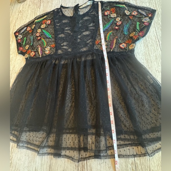 ZARA Lace Sheet Embroidered Floral Peplum Babydoll Short Sleeve Blouse Top XS - Picture 10 of 11